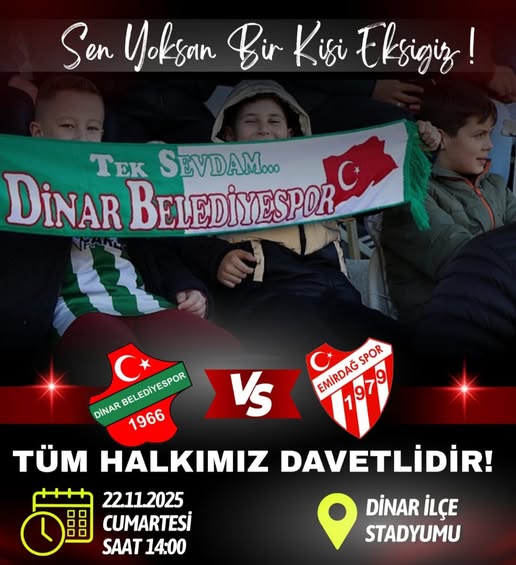 Dinar Belediyespor, Emirdağ Spor ile Evinde Karşılaşacak