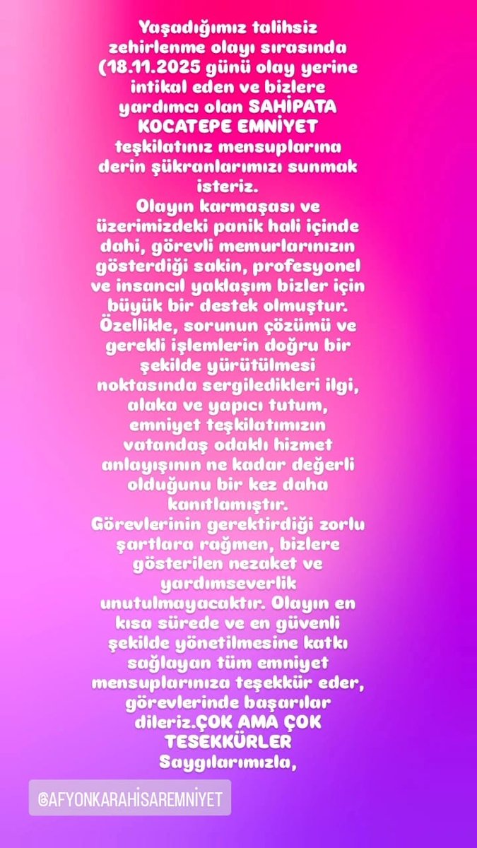 Afyonkarahisar'da Zehirlenen Ailenin Mesajı Emniyet Personelini Duygulandırdı