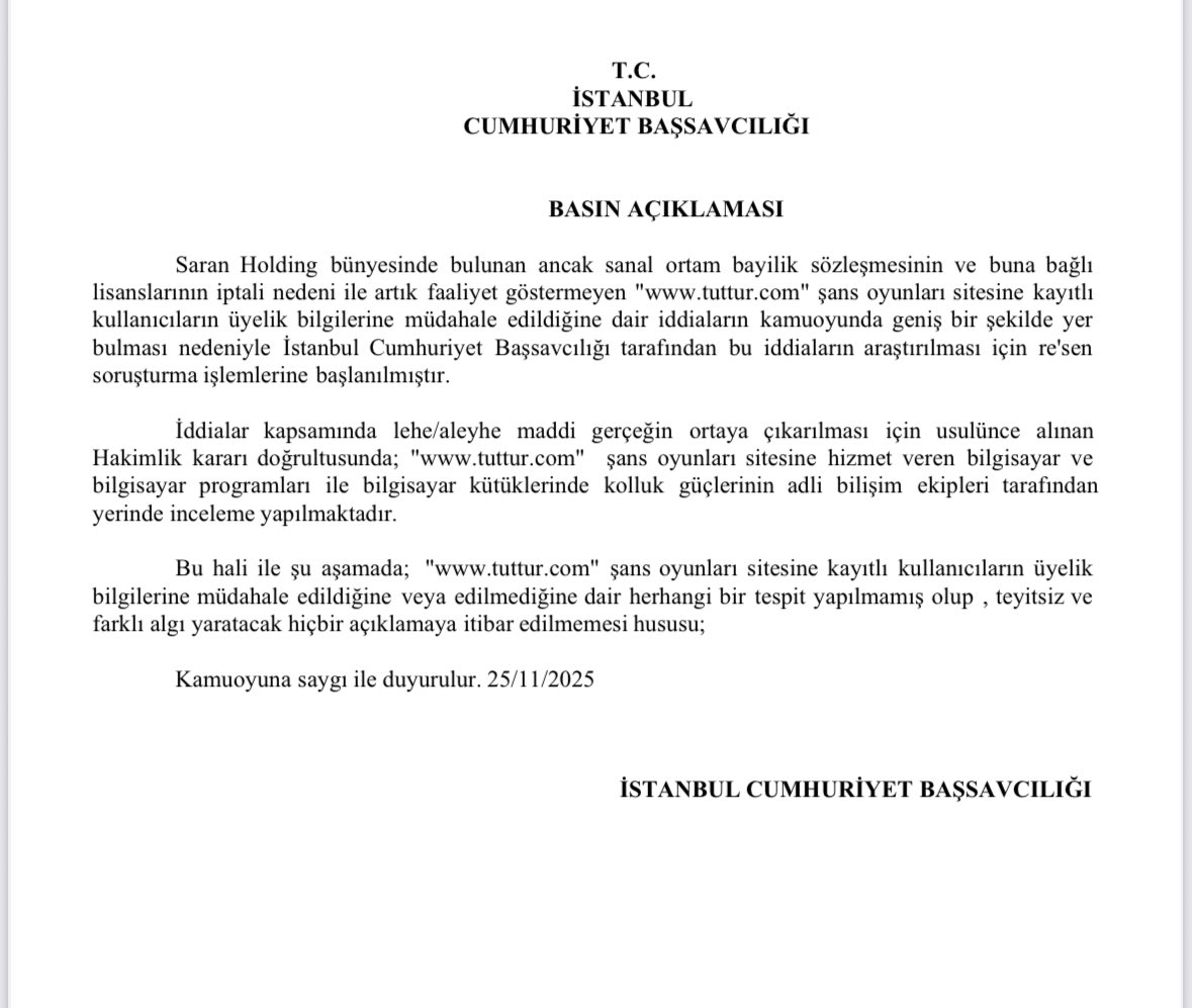 Tuttur Kullanıcı Bilgileri İhlal İddiası: Soruşturma Başlatıldı