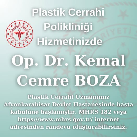 Afyonkarahisar Devlet Hastanesi'ne Yeni Plastik Cerrahi Uzmanı