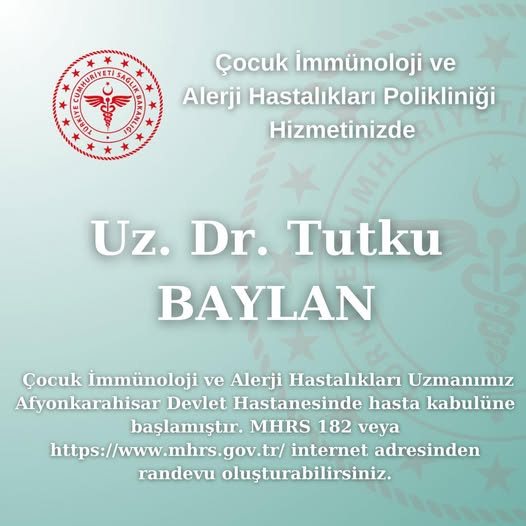 Afyonkarahisar Devlet Hastanesi'nde Çocuk İmmünoloji ve Alerji Polikliniği Açıldı