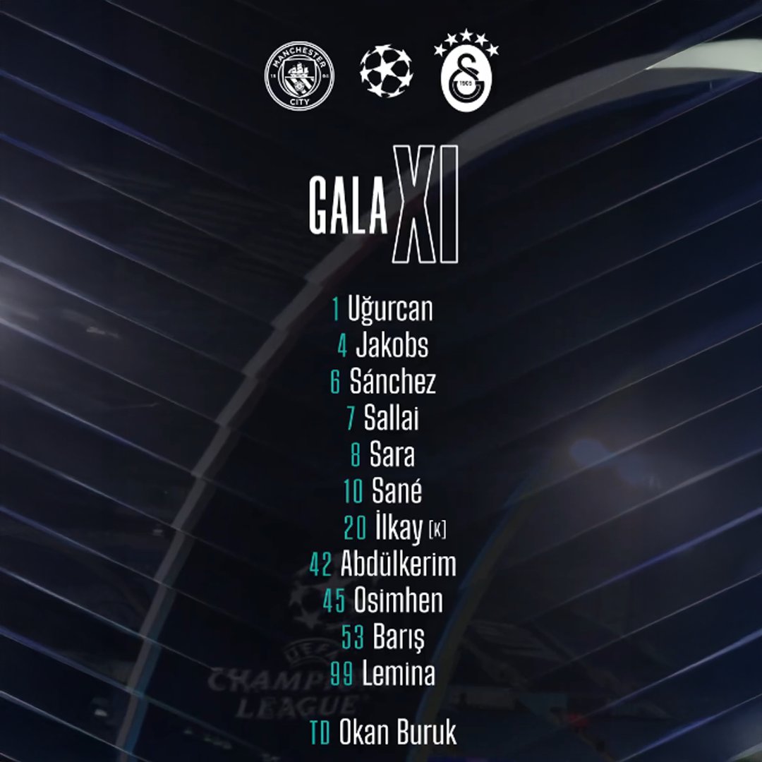 Galatasaray ve Manchester City İlk 11'leri ile Hazır