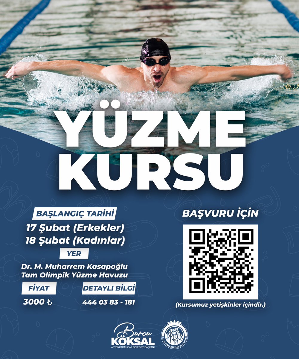 Afyonkarahisar'da Ücretsiz Yüzme Kursları Başvuruları Başladı