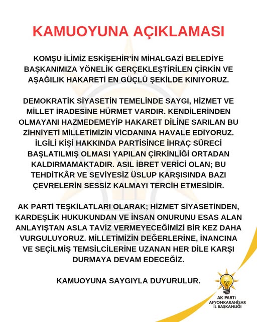 AK Parti'den Eskişehir'deki Hakaret Olayına Kınama