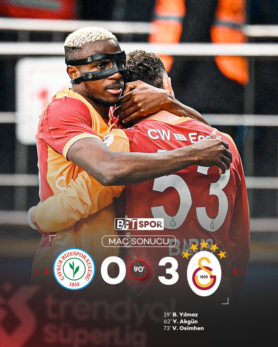 Galatasaray, Rize Deplasmanında Fırtına Gibi Esti: 3-0
