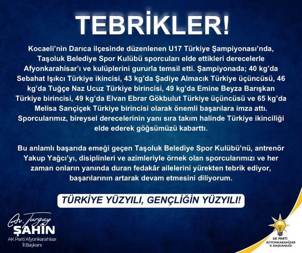 Taşoluk Belediye Spor Kulübü, U17 Şampiyonası'nda Türkiye İkincisi Oldu