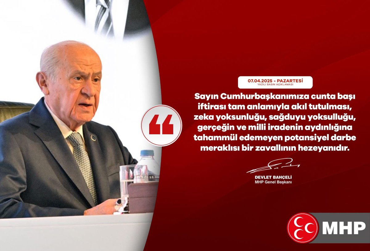 MHP Lideri Bahçeli, Cumhurbaşkanı'na Yönelik İftiralara Tepki Gösterdi