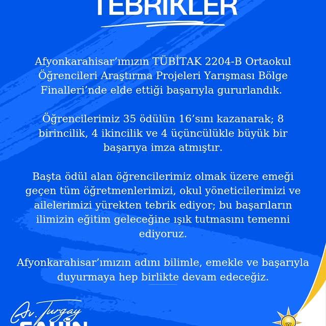 Afyonkarahisar Ortaokul Öğrencileri TÜBİTAK Bölge Finallerinde Rekor Başarı Elde Etti