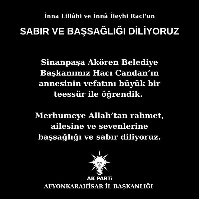 Sinanpaşa'da Kayınvalide Vefat Ettti