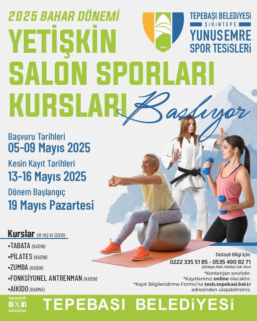 Tepebaşı Belediyesi Yunus Emre Spor Tesislerinde Bahar Dönemi Salon Sporları Kurslarına Kayıtlar Başlıyor