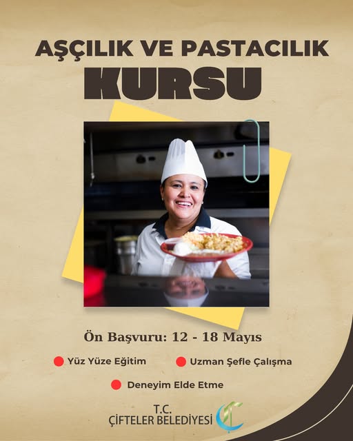 Eskişehir Çifteler'de Kadınlara Yönelik Aşçılık ve Pastacılık Kursu Başlıyor