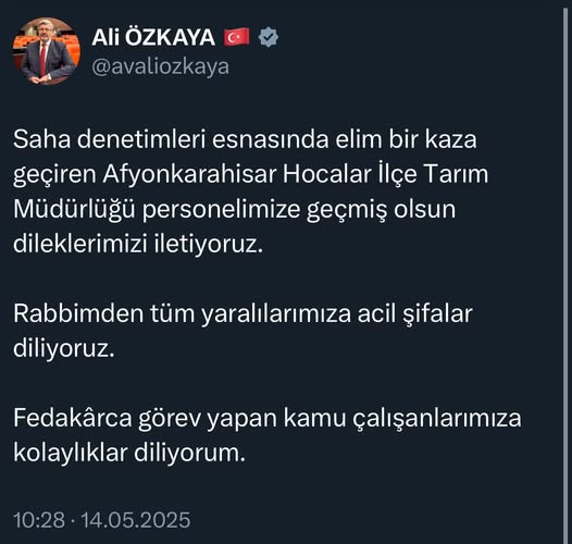 Afyonkarahisar'da Tarım İlçe Müdürlüğü Personeli Kaza Sonucu Yaralandı