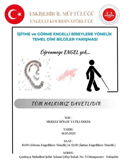 Eskişehir'de Engelli Bireylere Yönelik Dini Bilgi Yarışması Düzenlenecek