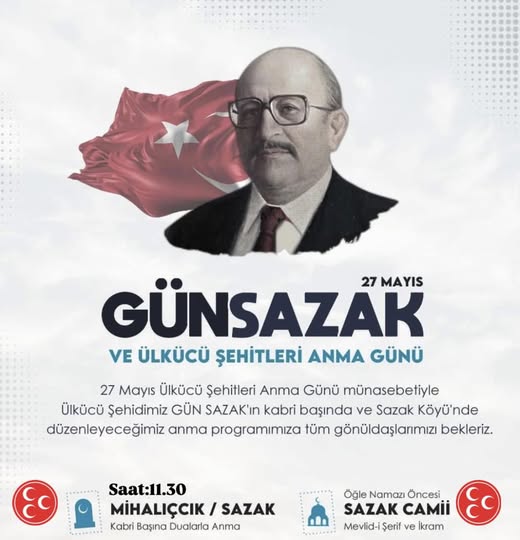 MHP Eskişehir, Şehit Bakan Gün Sazak'ı Anma Töreni Düzenliyor