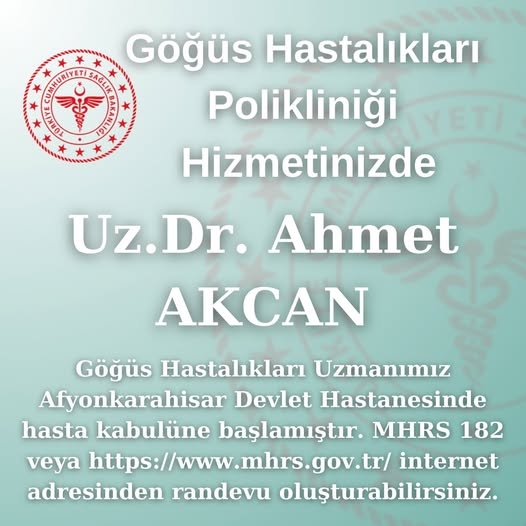 Afyonkarahisar Devlet Hastanesi'nde Göğüs Hastalıkları Uzmanı Görevine Başladı