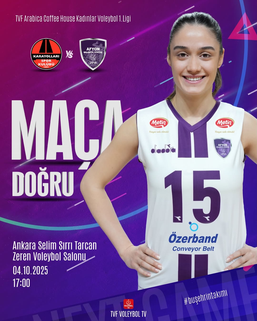 Afyon Belediye Yüntaş, Voleybol 1. Lig'de Karayolları ile Karşılaşacak