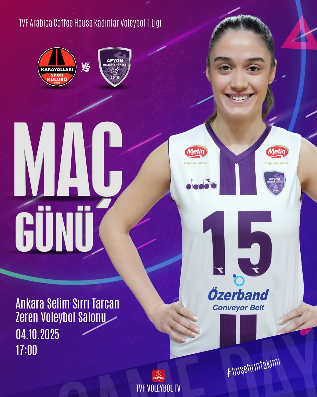 Afyon Belediye Yüntaş, Voleybol 1. Lig'de Karayolları ile Karşılaşacak