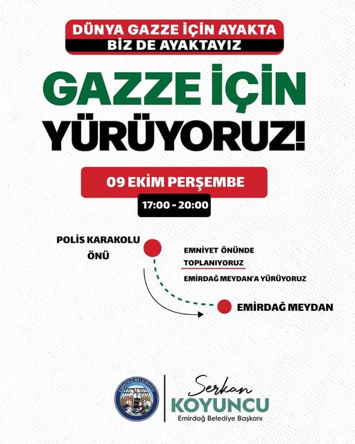 Emirdağ'da Gazze İçin Anlamlı Yürüyüş Düzenleniyor