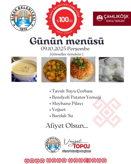 Dinar Belediyesi Çamlıköşk Sosyal Tesisleri'nde Ekonomik ve Lezzetli Öğle Yemeği