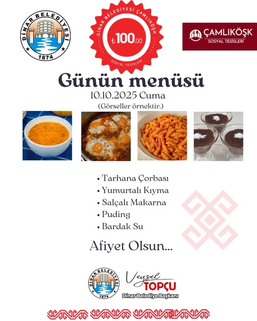 Dinar Belediyesi Çamlıköşk Sosyal Tesisleri'nden Ekonomik ve Lezzetli Öğle Yemeği