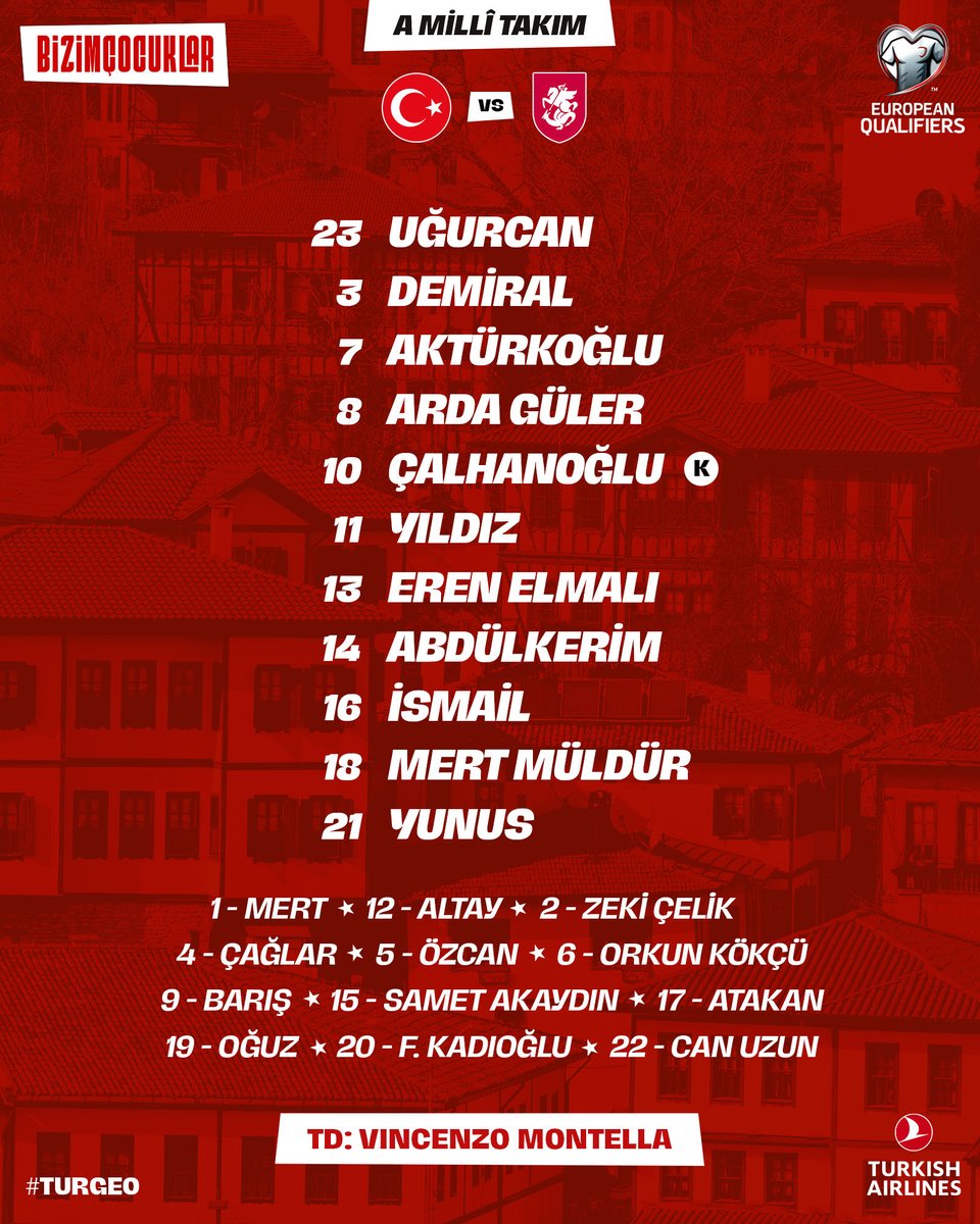 A Milli Takım'ın Gürcistan Maçındaki İlk 11'i Açıklandı