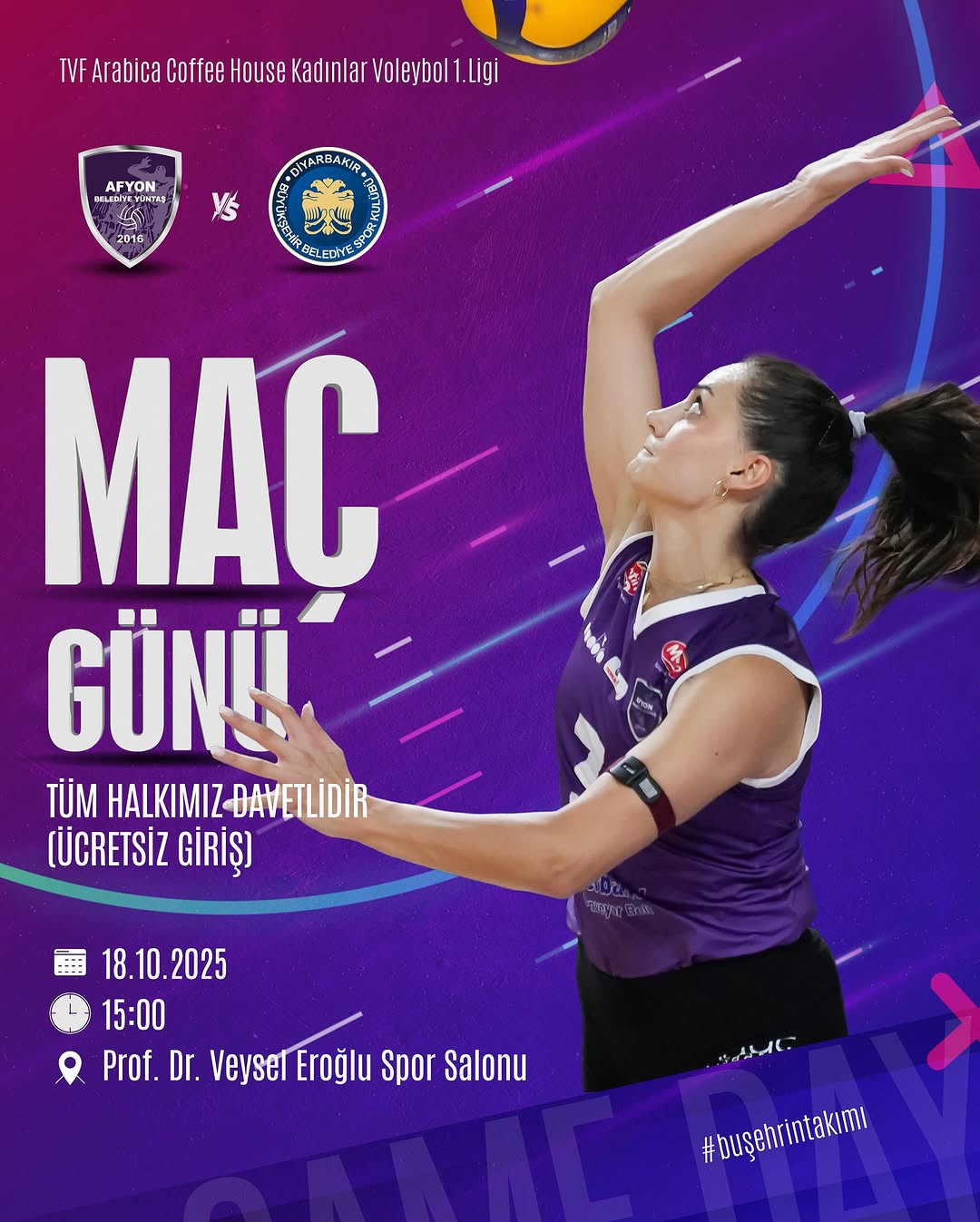 Afyon Belediye Yüntaş, Voleybol 1. Lig'de Diyarbakır Karşısında Sahada