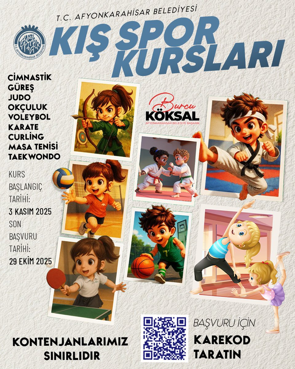 Afyonkarahisar'da Kış Spor Kursları Başlıyor: Çocuklar İçin Spor Dolu Bir Kış